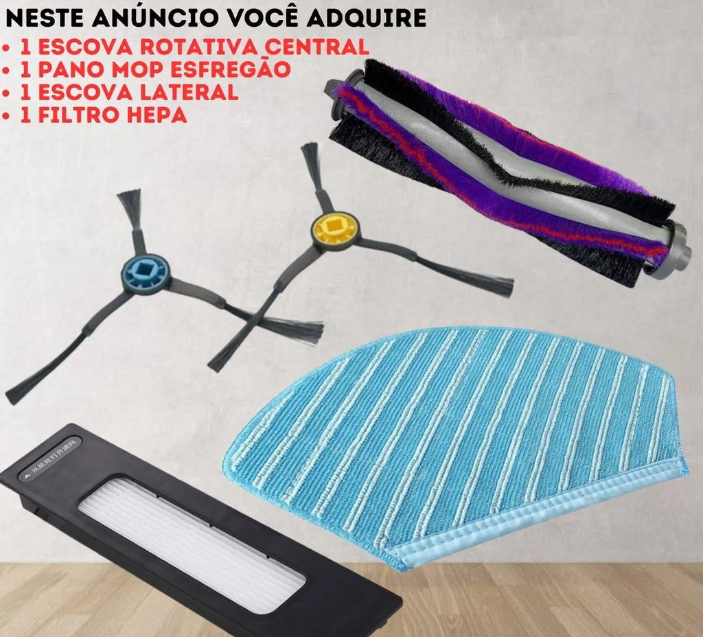 Escova Rolo Filtro Mop Robô Connect Laser Midea M7 Vra91pb
